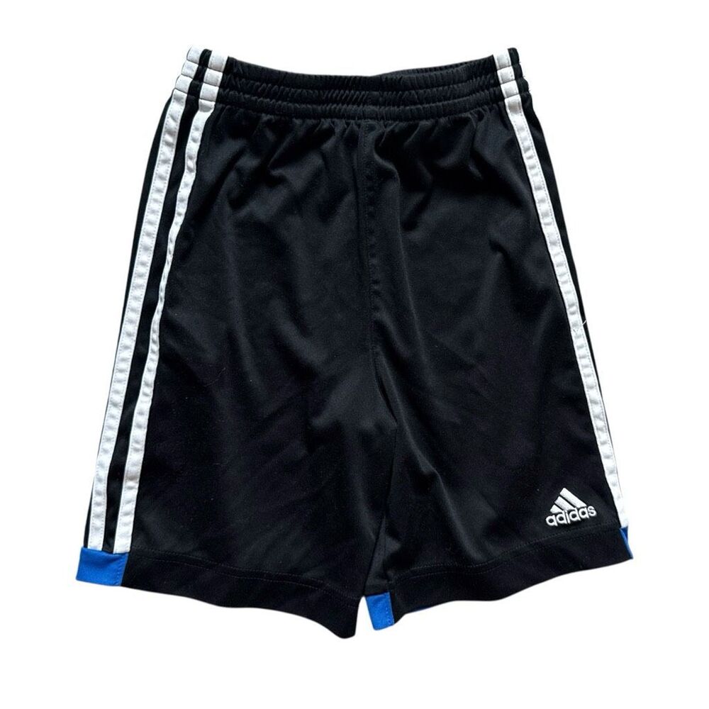 Youth Boys Adidas Three Stripe Mesh Black & White Athletic Shorts - Sz 6